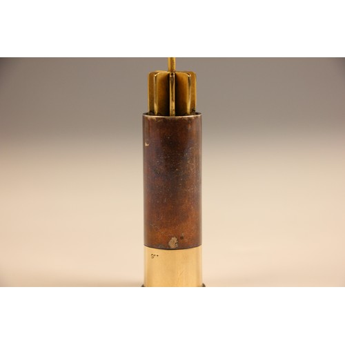 367 - A novelty Asprey butt marker, the oxidised copper cartridge with yellow metal mount (marked 9ct) wit... 