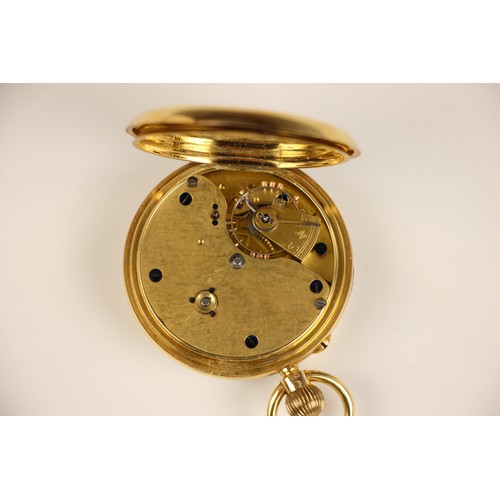 146 - An early 20th century 18ct yellow gold open faced pocket watch, the white enamel circular dial with ... 