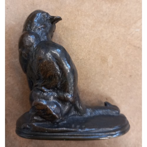 377 - Emmanuel Fremiet (French, 1824-1910), a patinated bronze model of a seated cat, signed in the cast, ... 