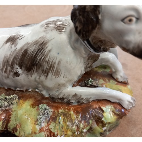 611 - A Staffordshire pearlware pottery setter dog, probably by Enoch Wood works, or Neale & Co, circa 182... 