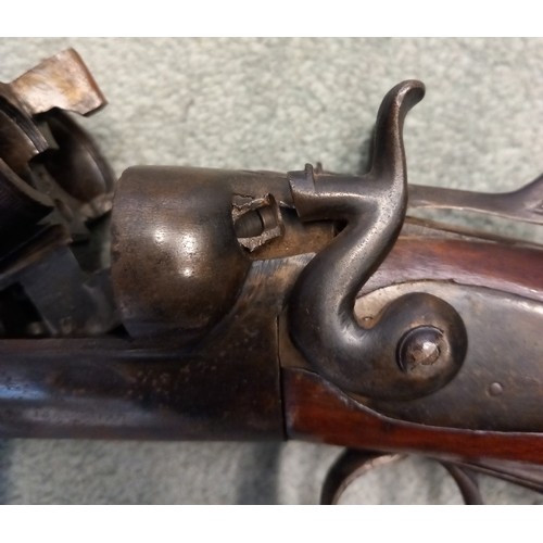 726 - A breech loading percussion cap double barrel shotgun, 19th century, the 18mm diameter barrels 76cm ... 