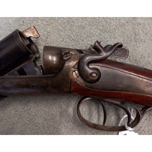 726 - A breech loading percussion cap double barrel shotgun, 19th century, the 18mm diameter barrels 76cm ... 