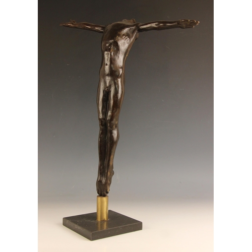 1 - John W Mills (1933-2023),   
Diver with arms outstretched,   
Patinated bronze on brass column and s... 