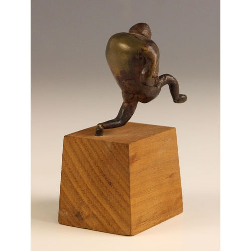 101 - John W Mills (1933-2023),   
American footballer,   
Patinated bronze on tapering wooden base,   
9c... 