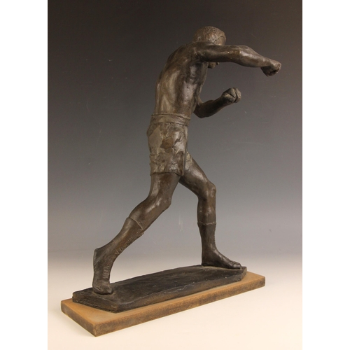 103 - John W Mills (1933-2023),   
Boxer #1,   
Patinated plaster on stepped base,   
44cm high overall