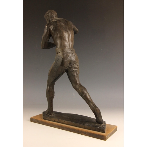 103 - John W Mills (1933-2023),   
Boxer #1,   
Patinated plaster on stepped base,   
44cm high overall