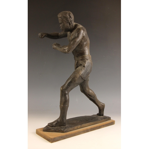 103 - John W Mills (1933-2023),   
Boxer #1,   
Patinated plaster on stepped base,   
44cm high overall