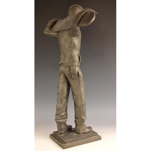 109 - John W Mills (1933-2023),   
Snowboarder,   
Patinated resin on stepped base,   
68.5cm high overall