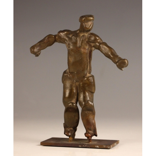 114 - John W. Mills (1933-2023),   
Ice hockey player #2 (legs together),  
Patinated bronze on integral b... 