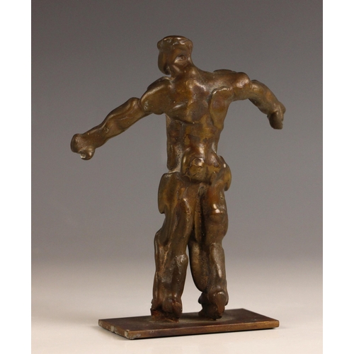 114 - John W. Mills (1933-2023),   
Ice hockey player #2 (legs together),  
Patinated bronze on integral b... 