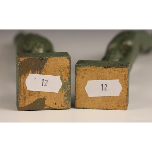 12 - John W Mills (1933-2023),   
Two divers (vertical),   
Patinated resin on wooden bases,   
Each 26.5... 