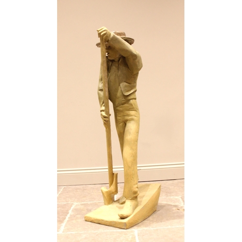 120 - John W Mills (1933-2023),   
Gondolier, left handed,     
Painted resin on integral base,   
112cm h... 