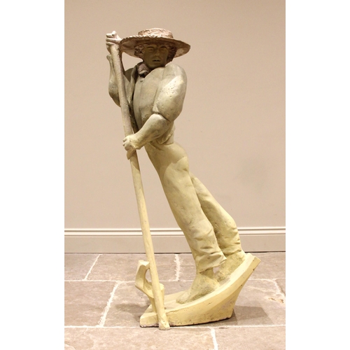 121 - John W Mills (1933-2023),   
Gondolier, right handed,     
Painted resin on integral base,   
112cm ... 