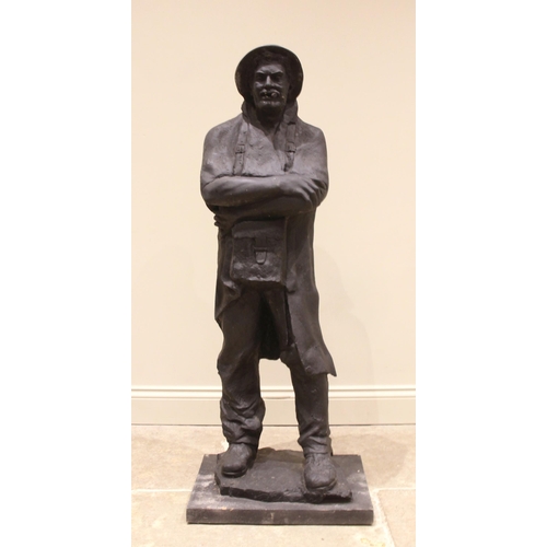 127 - John W Mills (1933-2023),   
British Tommy, arms folded,   
Black resin on stepped base,   
130cm hi... 