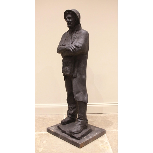 127 - John W Mills (1933-2023),   
British Tommy, arms folded,   
Black resin on stepped base,   
130cm hi... 