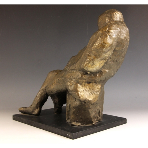 135 - John W Mills (1933-2023),  
Winston Churchill,  
Patinated cold cast bronze on ebonised base,  
39cm... 