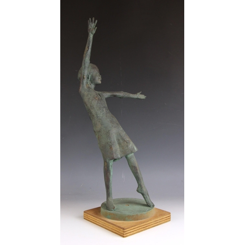 141 - John W Mills (1933-2023),  
Young girl dancing,    
Patinated resin on wooden base,  
58cm high over... 