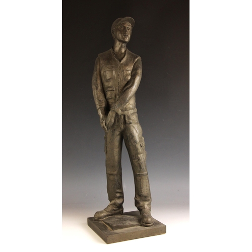 160 - John W Mills (1933-2023),  
Plumber's apprentice #2,  
Patinated resin on integral base,  
68cm high... 