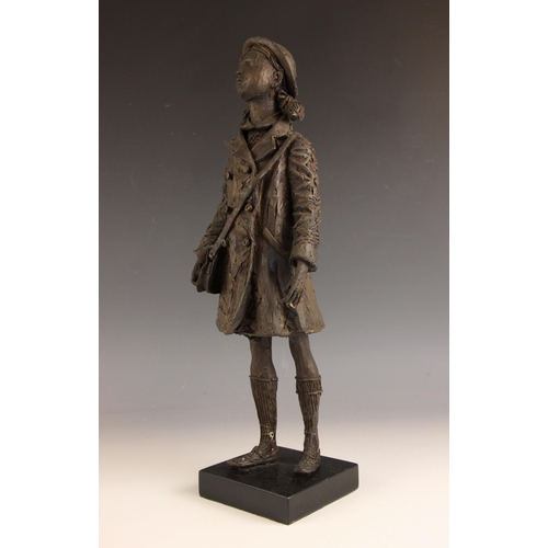 162 - John W Mills (1933-2023),  
Schoolgirl,  
Patinated cold cast bronze on slate base,  
46cm high over... 