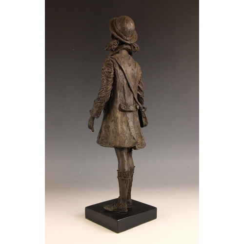 162 - John W Mills (1933-2023),  
Schoolgirl,  
Patinated cold cast bronze on slate base,  
46cm high over... 