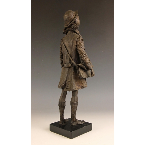 162 - John W Mills (1933-2023),  
Schoolgirl,  
Patinated cold cast bronze on slate base,  
46cm high over... 