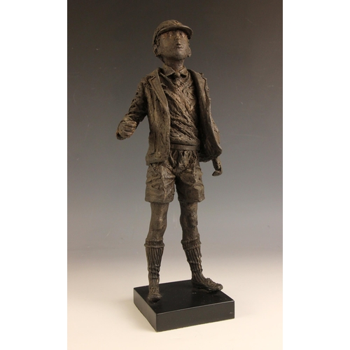 163 - John W Mills (1933-2023),  
Schoolboy,  
Patinated cold cast bronze on slate base,  
44cm high overa... 