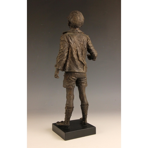 163 - John W Mills (1933-2023),  
Schoolboy,  
Patinated cold cast bronze on slate base,  
44cm high overa... 