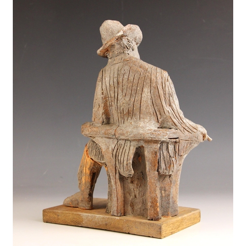 165 - John W Mills (1933-2023),  
'Thinking Man', 
Quentin Crisp seated with cigarette #2,  
Patinated col... 