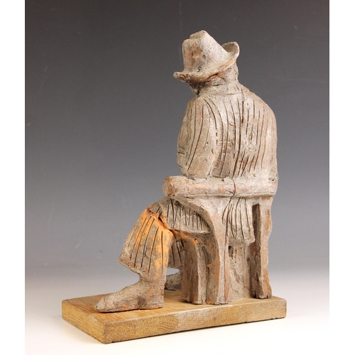 165 - John W Mills (1933-2023),  
'Thinking Man', 
Quentin Crisp seated with cigarette #2,  
Patinated col... 