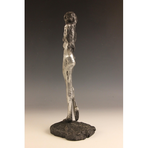 168 - John W. Mills (1933-2023),  
Stylised female nude,  
Patinated stainless steel on integral base,  
4... 