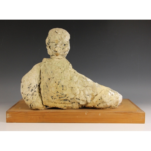 173 - John W Mills (1933-2023),  
Bust, Buster Keaton,  
Plaster on wooden base,  
36cm high overall