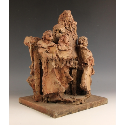 177 - John W. Mills (1933-2023),   
Choristers and maestro,  
Patinated resin on rectangular base,   
Sign... 