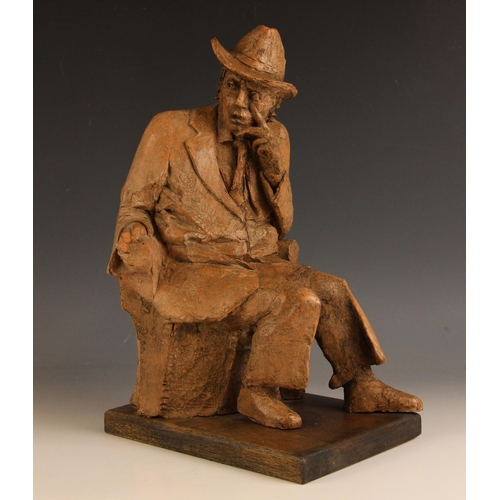 179 - John W. Mills (1933-2023),  
'Thinking Man' - Quentin Crisp,  
Terracotta composite clay on wooden b... 