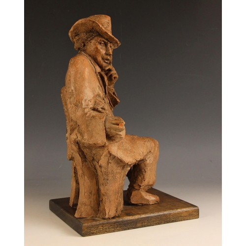 179 - John W. Mills (1933-2023),  
'Thinking Man' - Quentin Crisp,  
Terracotta composite clay on wooden b... 