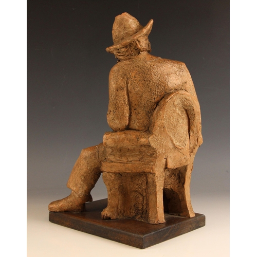 179 - John W. Mills (1933-2023),  
'Thinking Man' - Quentin Crisp,  
Terracotta composite clay on wooden b... 