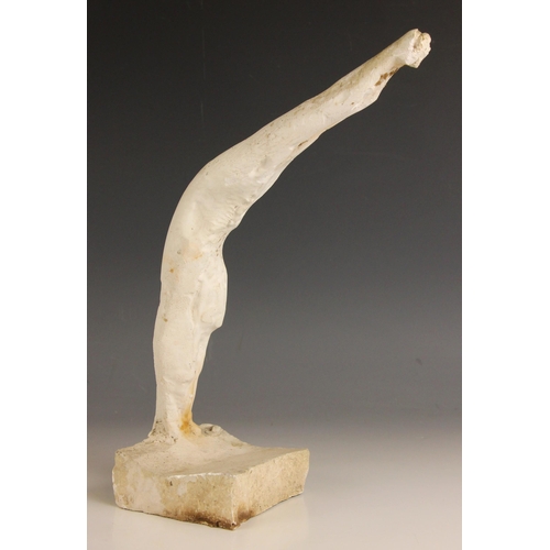 18 - John W Mills (1933-2023),   
Diver entry,   
Painted plaster on stepped wooden base,   
85cm high ov... 