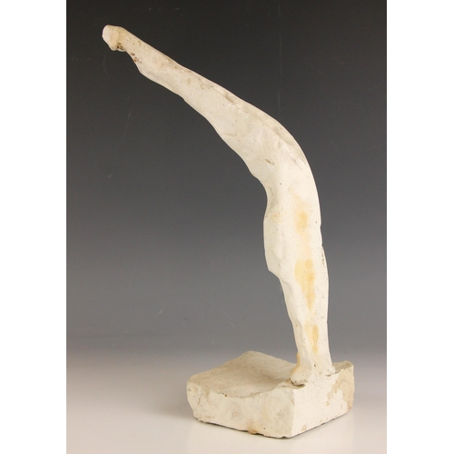 18 - John W Mills (1933-2023),   
Diver entry,   
Painted plaster on stepped wooden base,   
85cm high ov... 