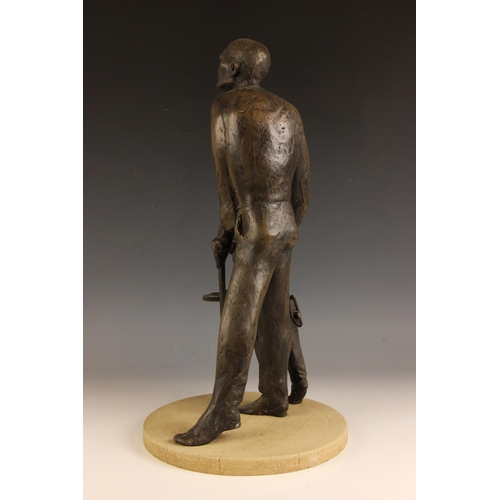 183 - John W Mills (1933-2023),  
Grandfather and grandchild #2,  
Patinated cold cast bronze on circular ... 