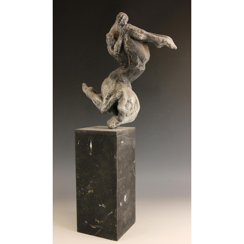 26 - John W Mills (1933-2023),   
Somersault, diver in motion (multiple figures #8),   Patinated resin on... 