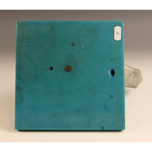 28 - John W Mills (1933-2023),   
Tuck, diver in motion,   
Steel on square turquoise composite base,    ... 