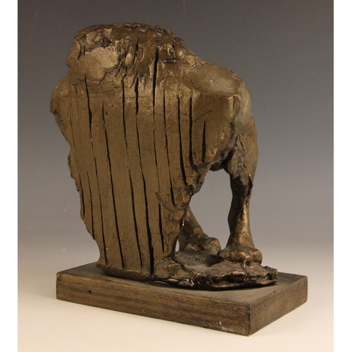 445 - John W Mills (1933-2023),   
Prowling lion #2,   
Patinated plaster on rectangular base,   
Inscribe... 