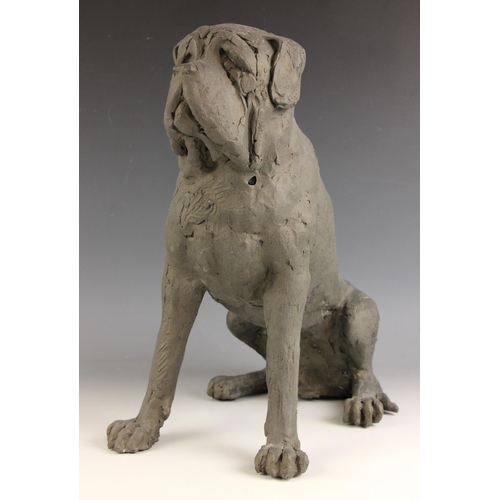 451 - John W Mills (1933-2023),   
Mastiff (seated) #1,   
Painted resin, freestanding,   
39.5cm high ove... 