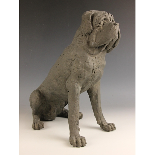 451 - John W Mills (1933-2023),   
Mastiff (seated) #1,   
Painted resin, freestanding,   
39.5cm high ove... 