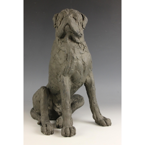 452 - John W Mills (1933-2023),   
Mastiff (seated) #2,   
Painted resin, freestanding,   
38cm high overa... 