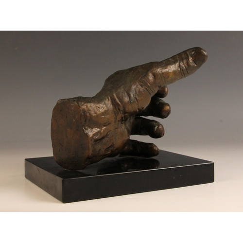 509 - Sir Jacob Epstein (British, 1880-1959),  
Cast of the artist's left hand,  
Patinated bronze on marb... 