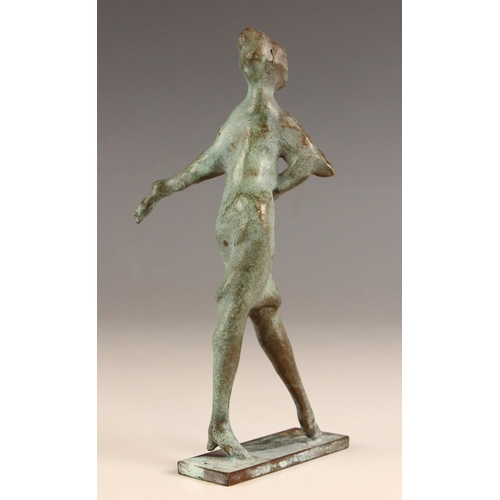 52 - John W Mills (1933-2023),   
Dancer – small full length figure,     
Patinated bronze on integral ba... 