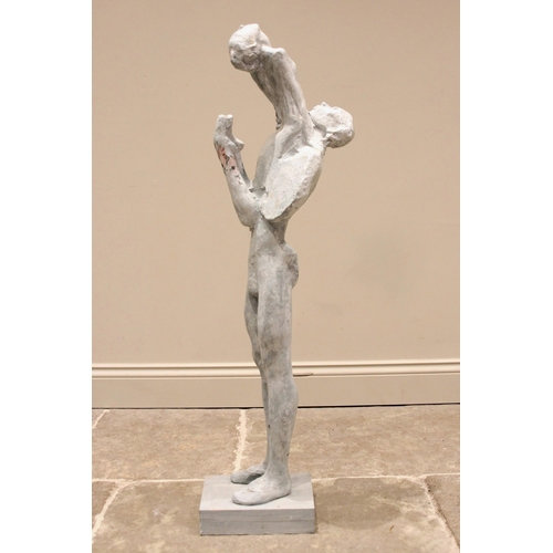 54 - John W Mills (1933-2023),   
Dancers – female lifted,     
Patinated resin on rectangular wooden bas... 