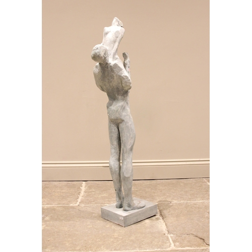 54 - John W Mills (1933-2023),   
Dancers – female lifted,     
Patinated resin on rectangular wooden bas... 