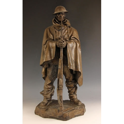 544 - Charles Sargeant Jagger (1885–1934),  
Maquette for 'The Sentry',  
Patinated resin on integral stan... 