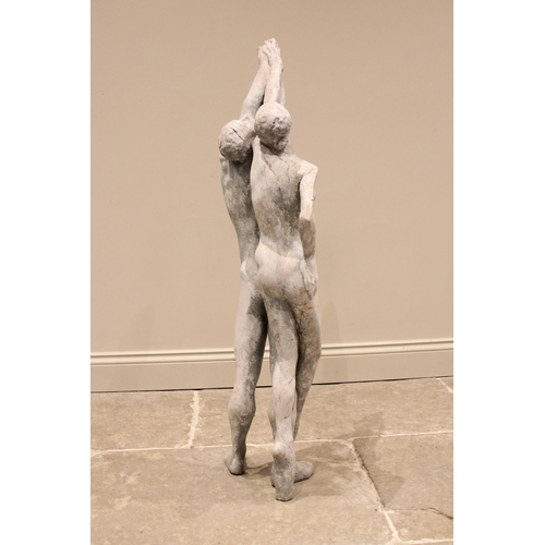 55 - John W Mills (1933-2023),   
Dancers – arms raised forward,     
Patinated resin, freestanding,     ... 